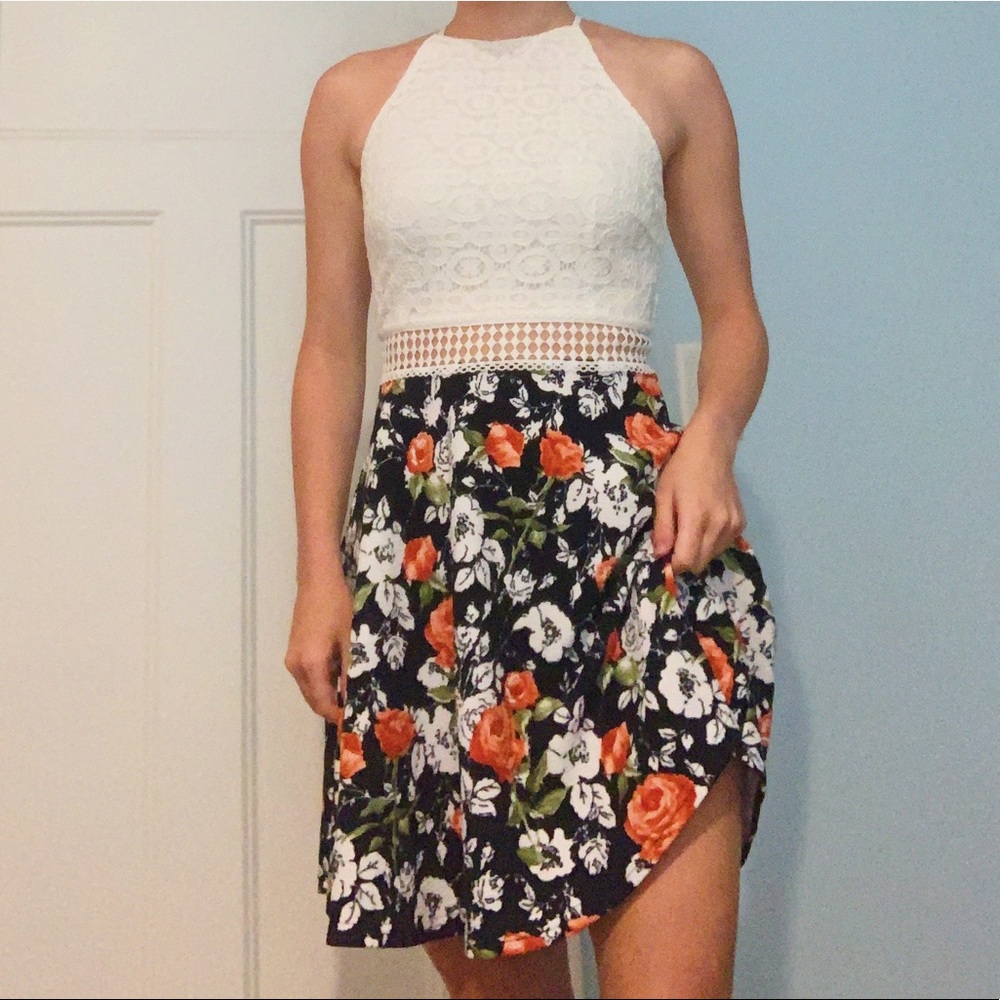 Coral Patterned Mini Dress